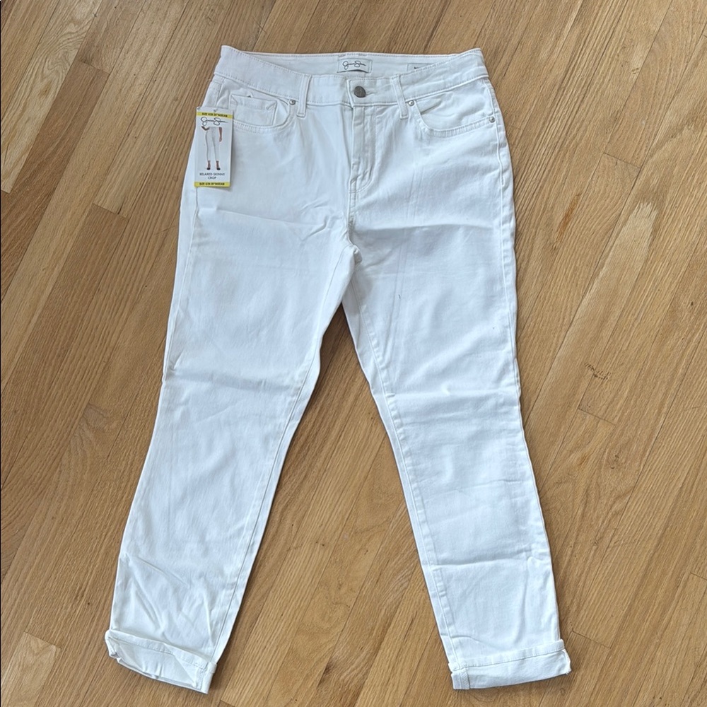Jessica Simpson White Ankle-Length Relaxed Skinny Jeans